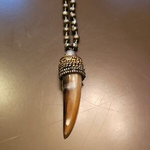 Bronze & Gold Large Horn Pendant Necklace
